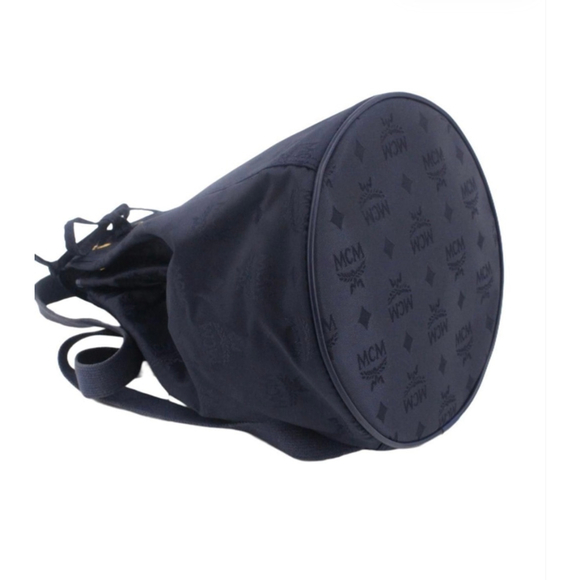 MCM Navy Monogram Drawstring Backpack 12.6”x12.6”x8.7” - Picture 5 of 6